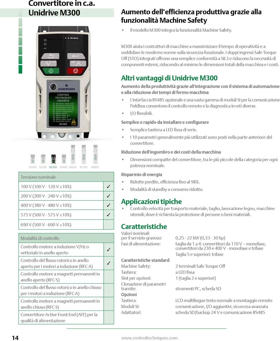 I doppi ingressi Safe Torque Off (STO) integrati offrono una semplice conformità a SIL3 e riducono la necessità di componenti esterni, riducendo al minimo le dimensioni totali della macchina e i