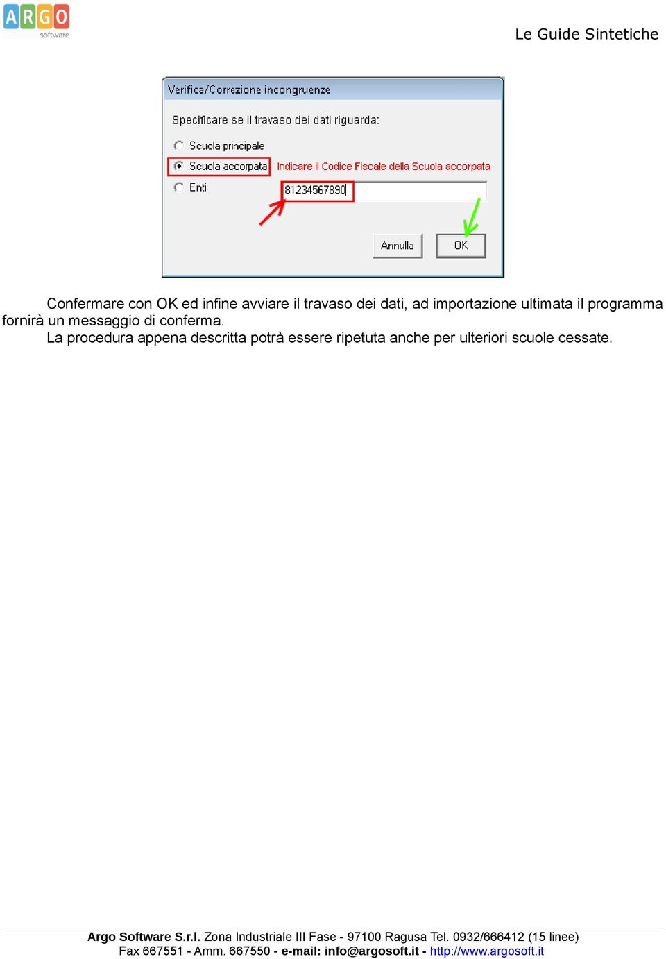 un messaggio di conferma.