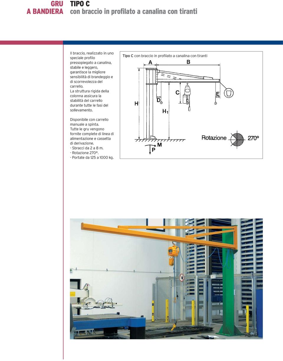 La struttura rigida della colonna assicura la stabilità del carrello durante tutte le fasi del sollevamento.