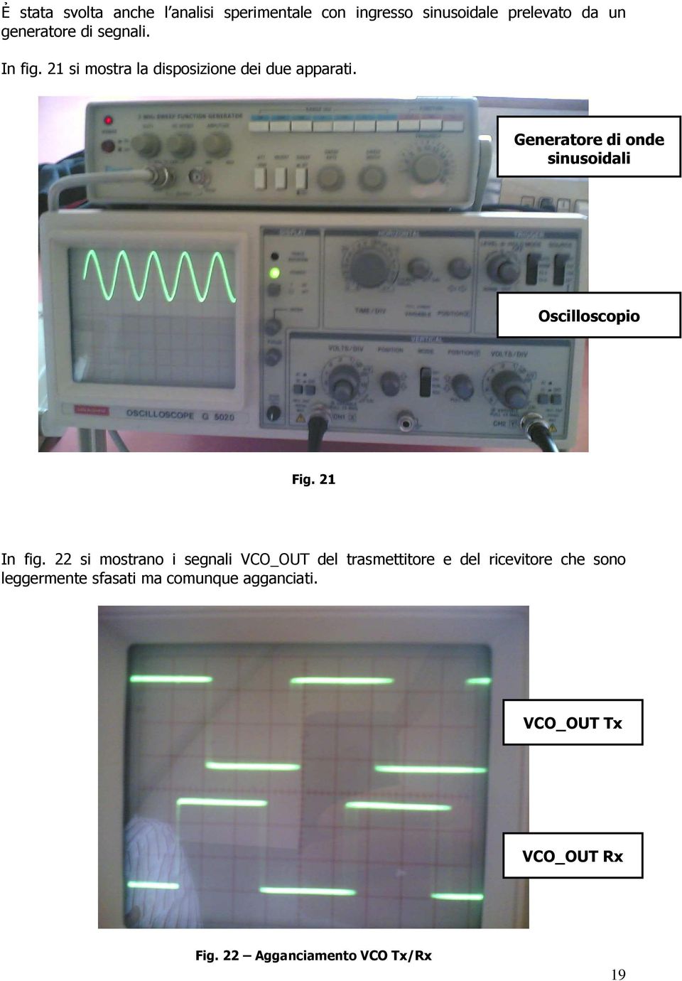 Generatore di onde sinusoidali Oscilloscopio Fig. 1 In fig.