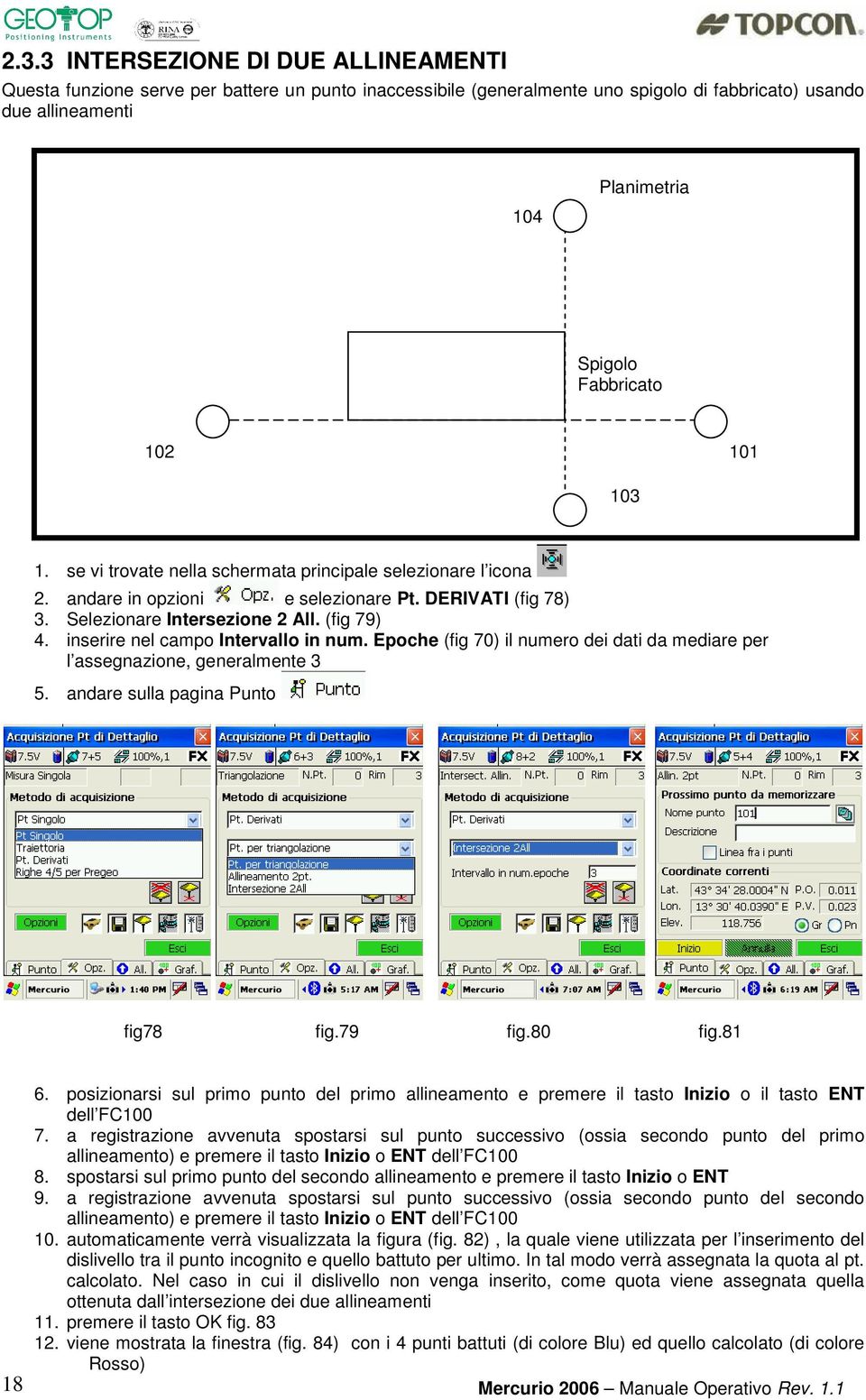 inserire nel campo Intervallo in num. Epoche (fig 70) il numero dei dati da mediare per l assegnazione, generalmente 3 5. andare sulla pagina Punto fig78 fig.79 fig.80 fig.81 18 6.