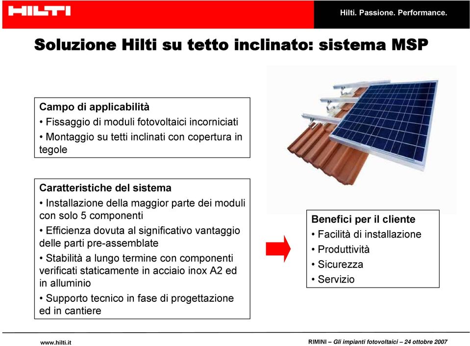 dovuta al significativo vantaggio delle parti pre-assemblate Stabilità a lungo termine con componenti verificati staticamente in acciaio inox