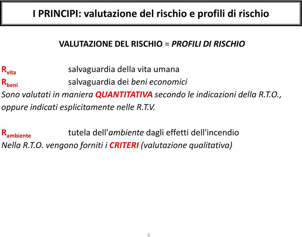 QUANTITATIVA secondo le indicazioni della R.T.O., oppure indicati esplicitamente nelle R.T.V. R ambiente tutela dell'ambiente dagli effetti dell'incendio Nella R.