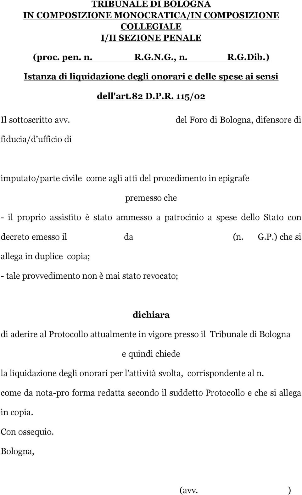 con decreto emesso il da (n. G.P.