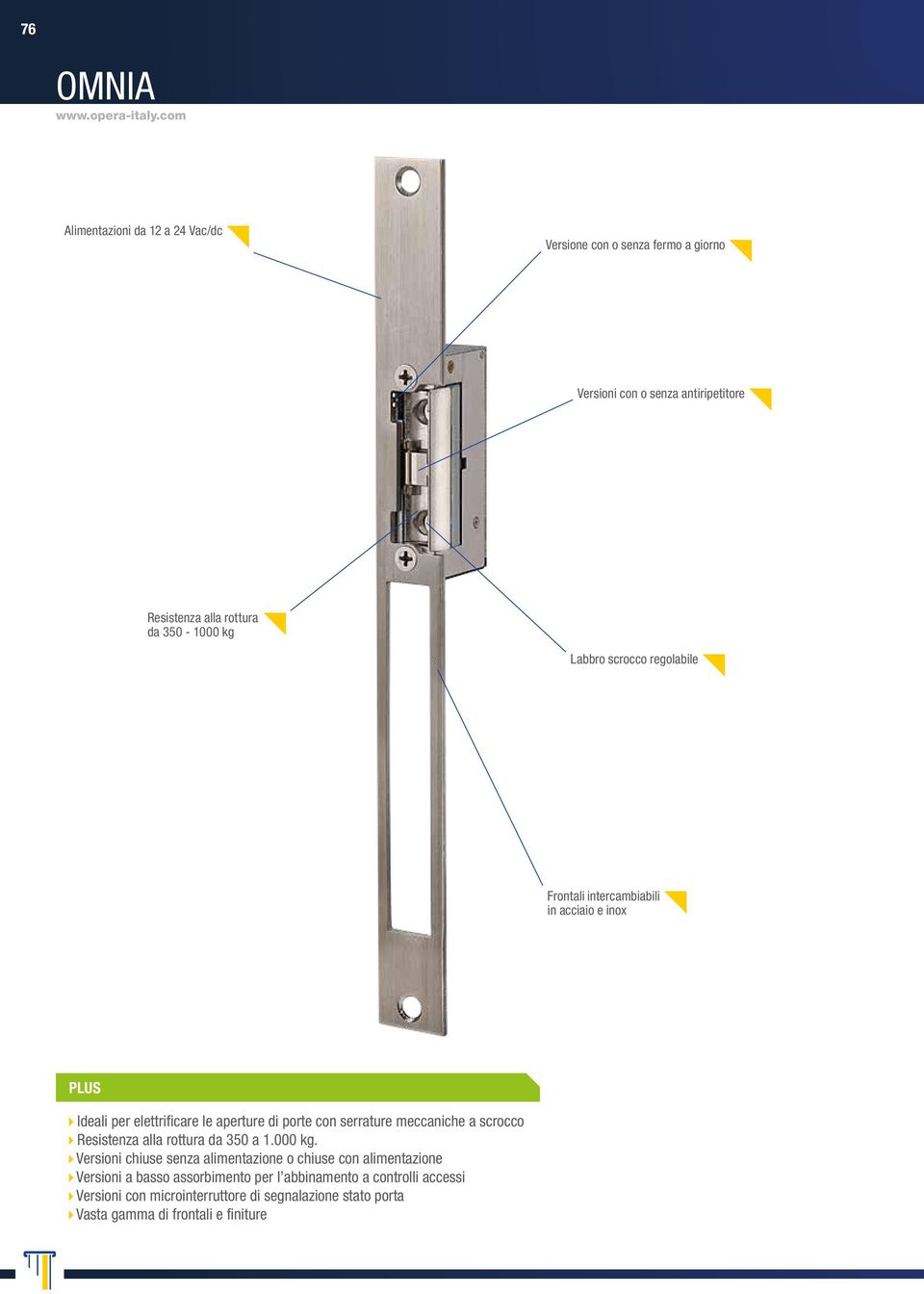 Labbro scrocco regolabile Frontali intercambiabili in acciaio e inox PLUS Ideali per elettrificare le aperture di porte con serrature meccaniche a