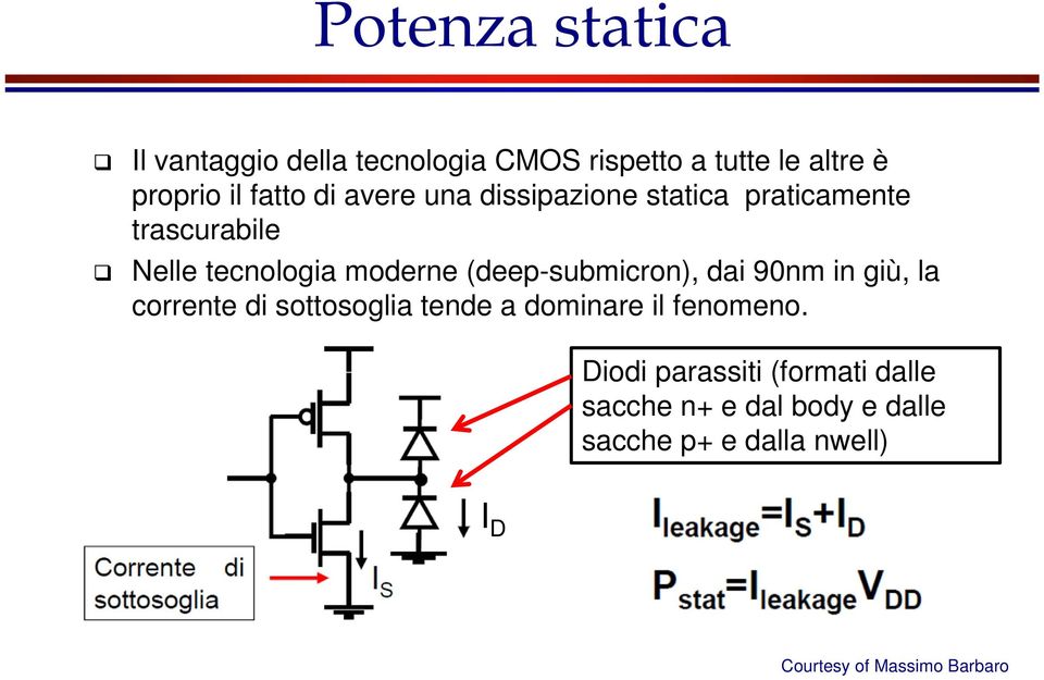 (deep-submicron), dai 90nm in giù, la corrente di sottosoglia tende a dominare il fenomeno.