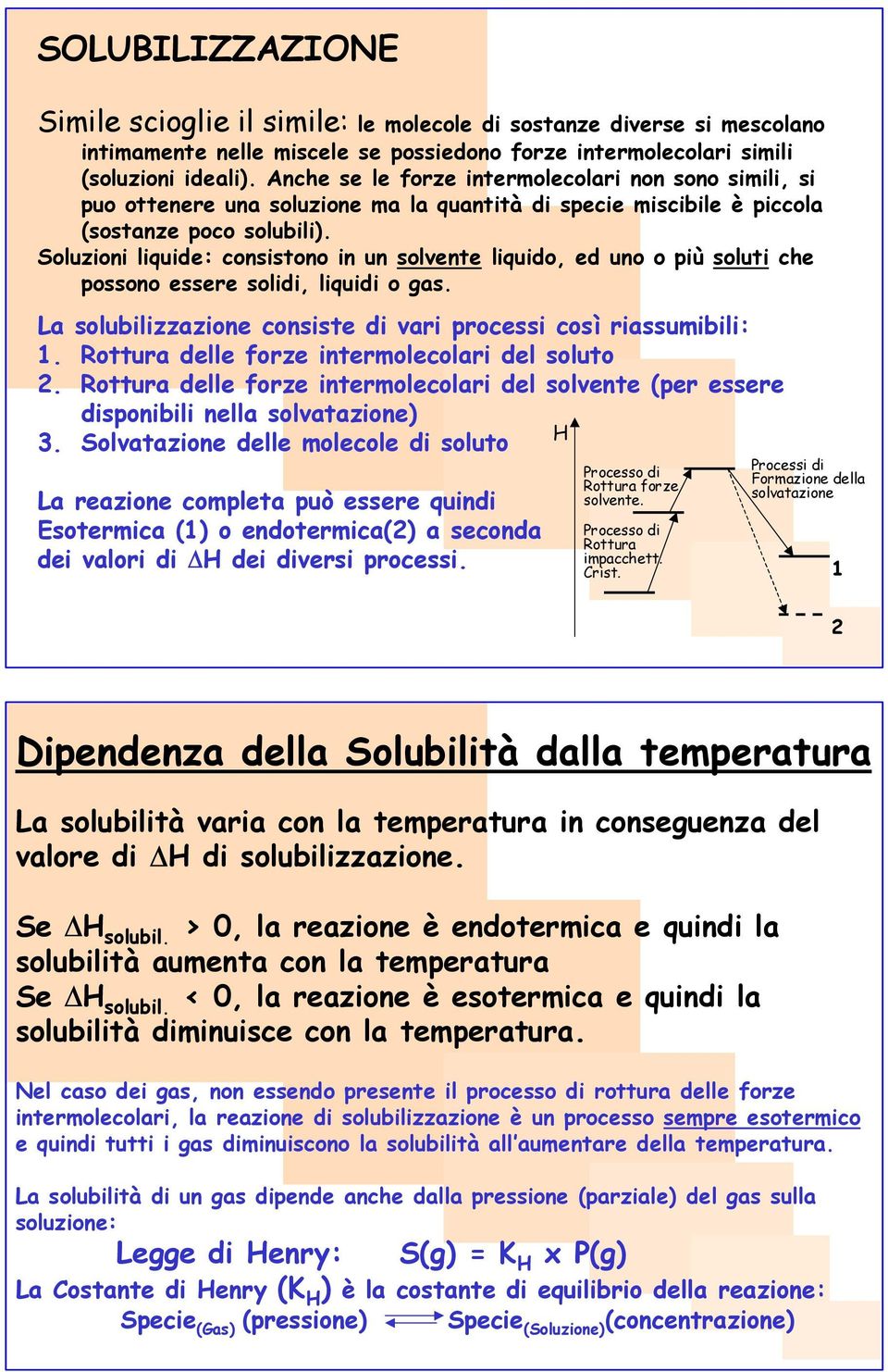 Soluzioni liquide: consistono in un solvente liquido, ed uno o più soluti che possono essere solidi, liquidi o gas. La solubilizzazione consiste di vari processi così riassumibili: 1.