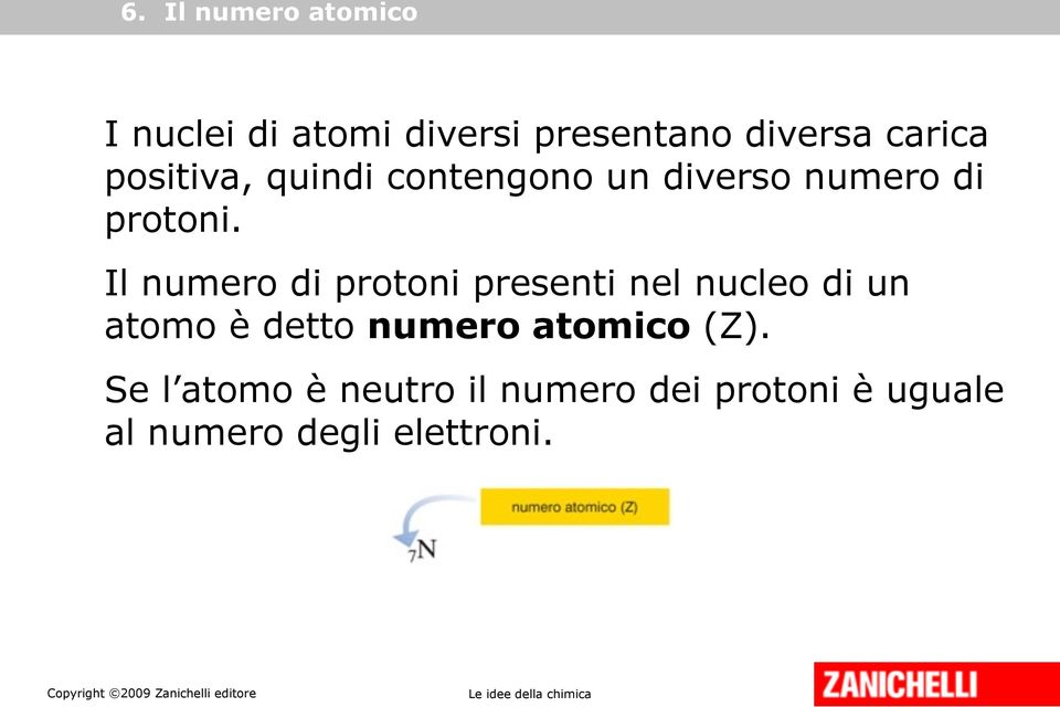 Il numero di protoni presenti nel nucleo di un atomo è detto numero