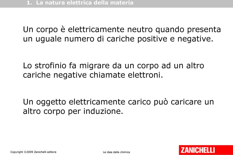 Lo strofinio fa migrare da un corpo ad un altro cariche negative chiamate