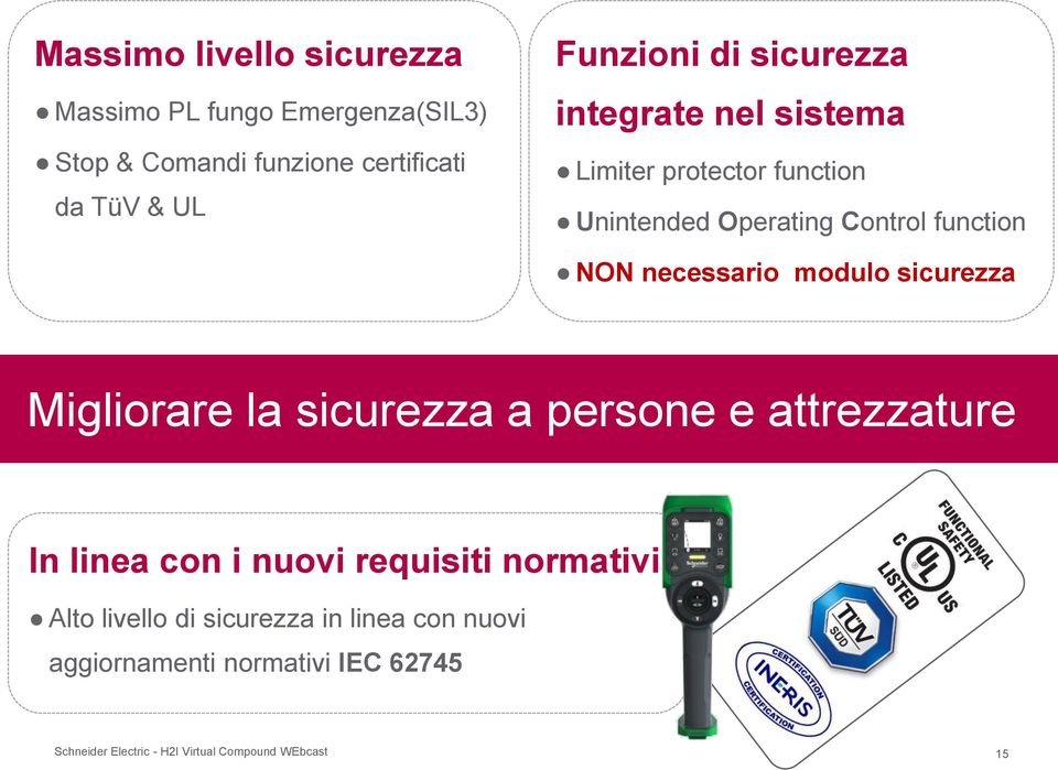 modulo sicurezza Migliorare la sicurezza a persone e attrezzature In linea con i nuovi requisiti normativi Alto