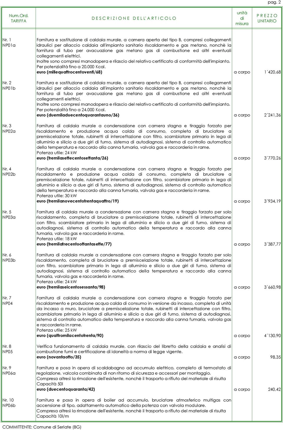 fornitura tubo per avacuazione gas metano gas combustione ed altri eventuali collegamenti elettrici. Inoltre sono compresi manodopera e rilascio del relativo certificato conformità dell'impianto.