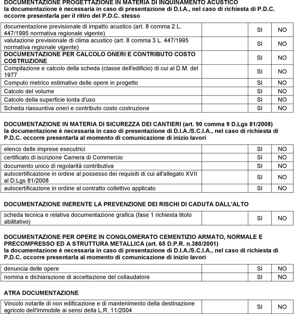 447/1995 normativa regionale vigente) DOCUME