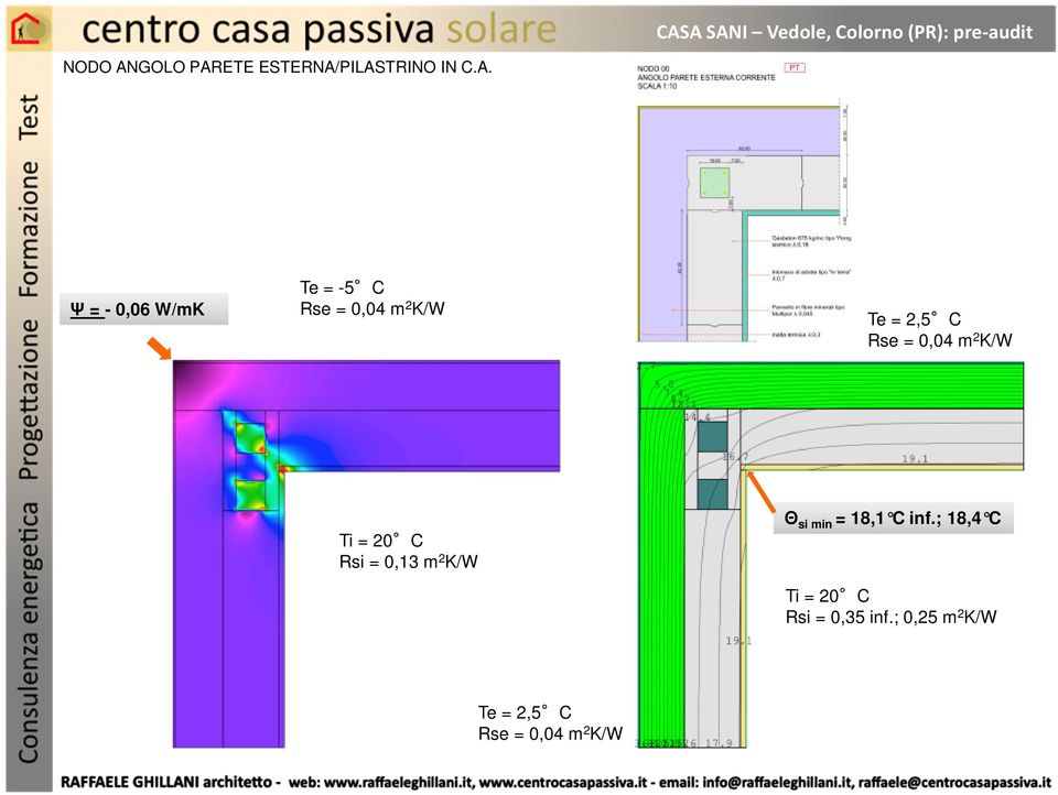 PILASTRINO IN C.A. Ψ = - 0,06 W/mK Te = -5 C Rse = 0,04 m 2 K/W Te