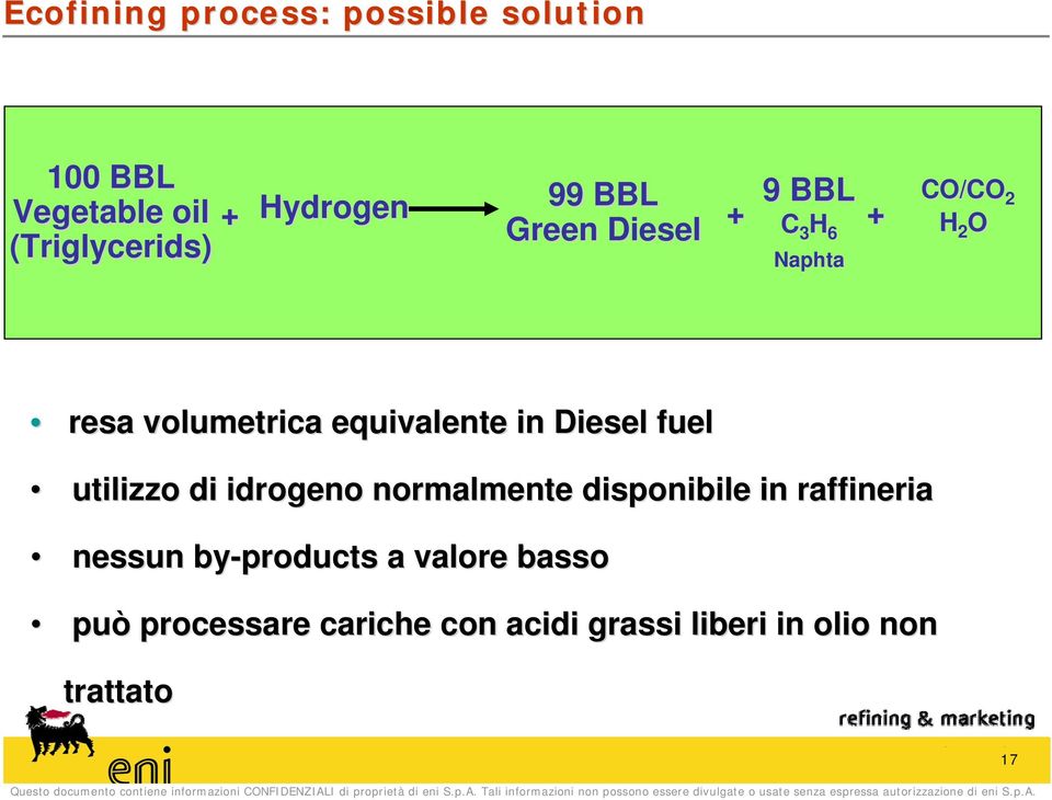 in Diesel fuel utilizzo di idrogeno normalmente disponibile in raffineria nessun