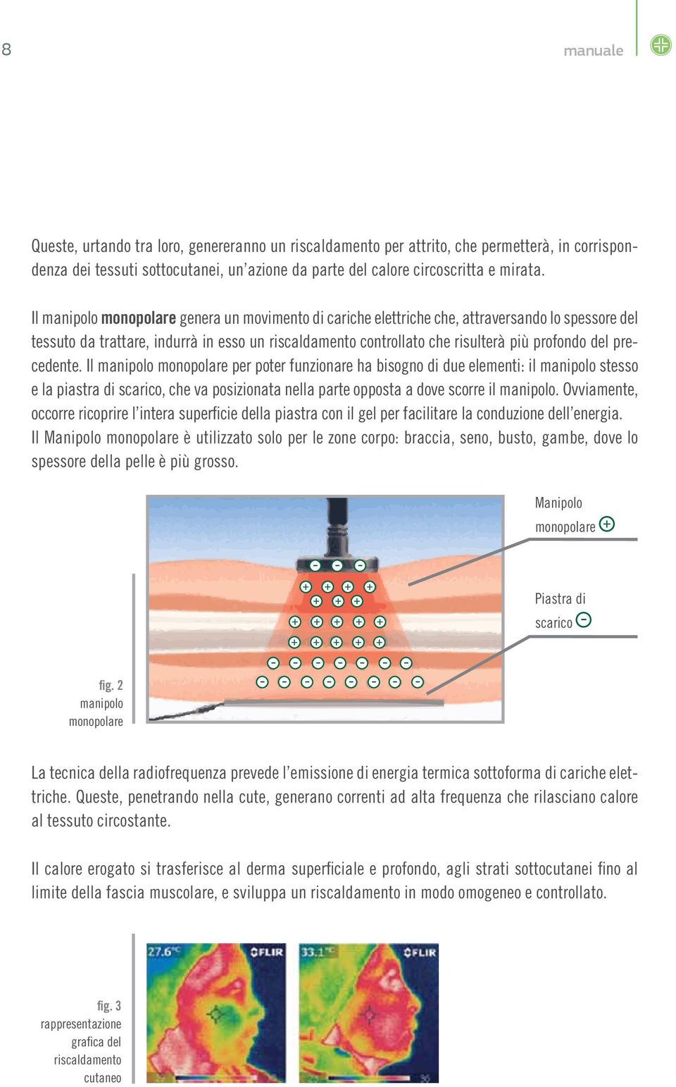 precedente. Il manipolo monopolare per poter funzionare ha bisogno di due elementi: il manipolo stesso e la piastra di scarico, che va posizionata nella parte opposta a dove scorre il manipolo.