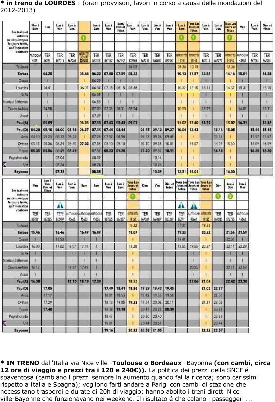 La politica dei prezzi della SNCF é spaventosa (cambiano i prezzi sempre in aumento quando fai la ricerca; sono carissimi rispetto a Italia e Spagna);