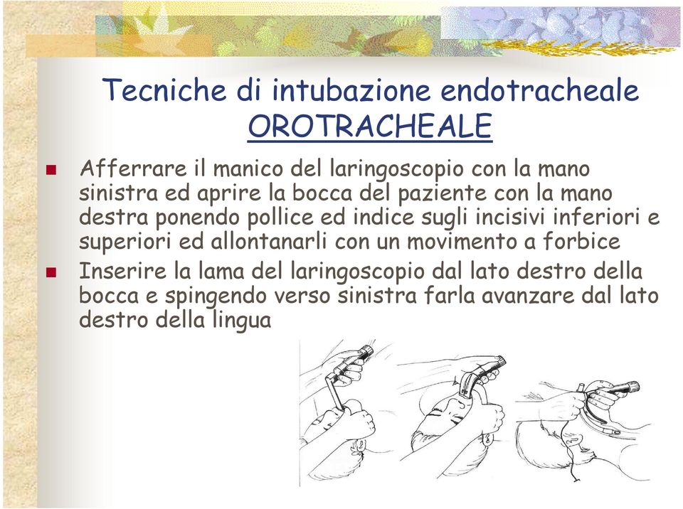 incisivi inferiori e superiori ed allontanarli con un movimento a forbice Inserire la lama del