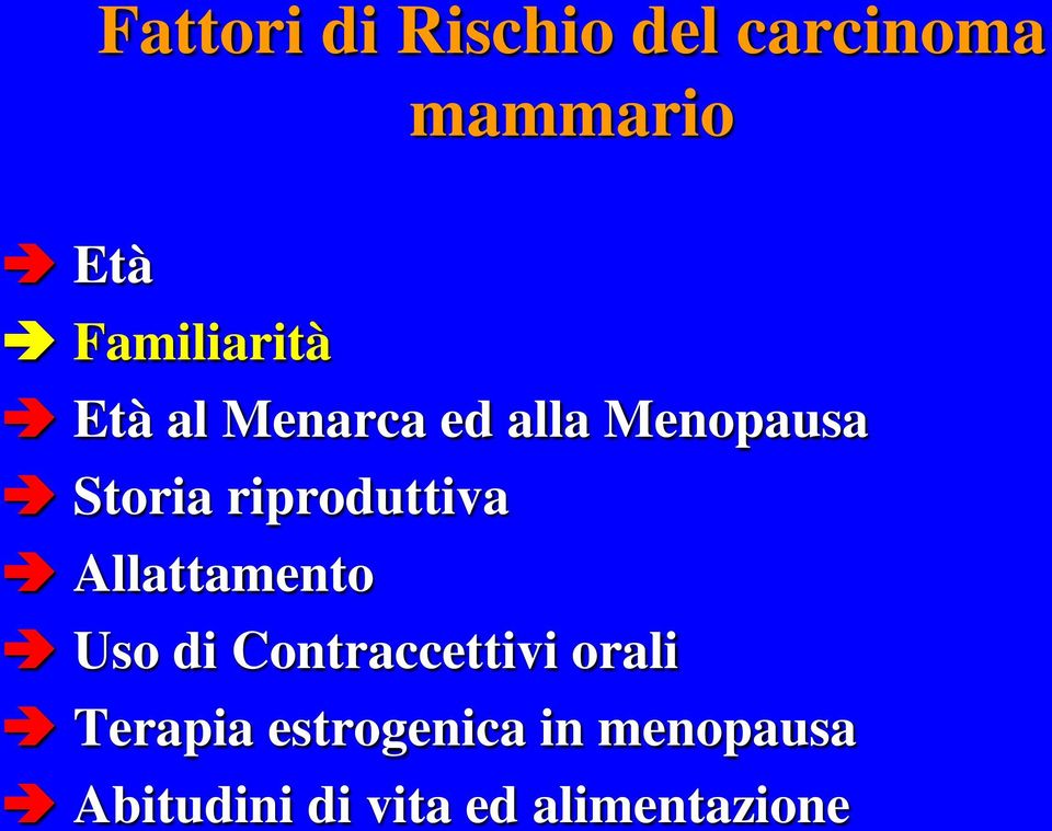 riproduttiva Allattamento Uso di Contraccettivi orali