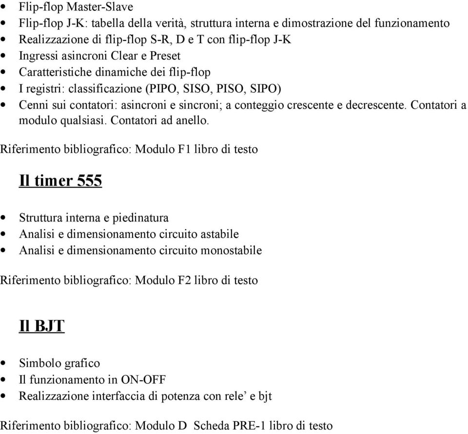 Contatori a modulo qualsiasi. Contatori ad anello.