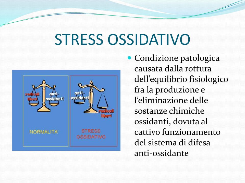 l eliminazione delle sostanze chimiche ossidanti, dovuta