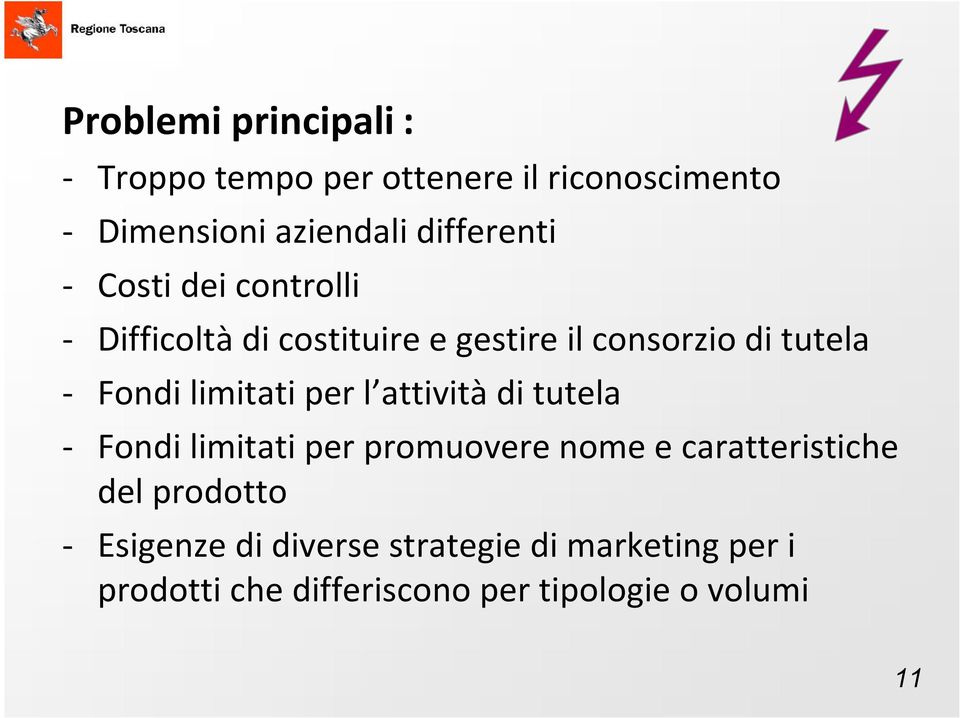 Fondi limitati per l attività di tutela - Fondi limitati per promuovere nome e caratteristiche del