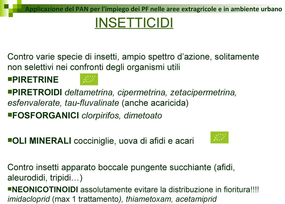 clorpirifos, dimetoato OLI MINERALI cocciniglie, uova di afidi e acari Contro insetti apparato boccale pungente succhiante (afidi,