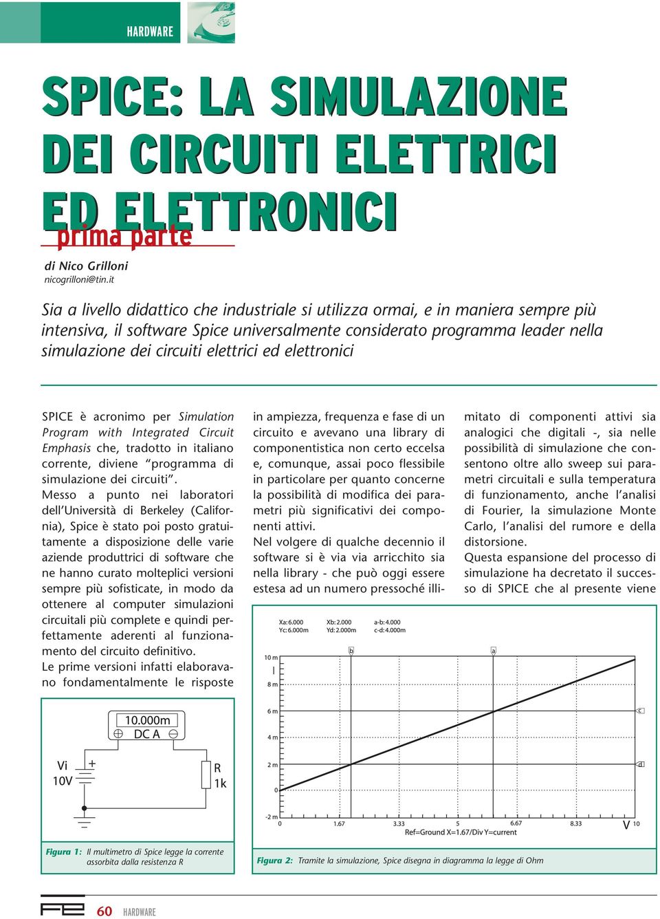 ed elettronici SPICE è acronimo per Simulation Program with Integrated Circuit Emphasis che, tradotto in italiano corrente, diviene programma di simulazione dei circuiti.