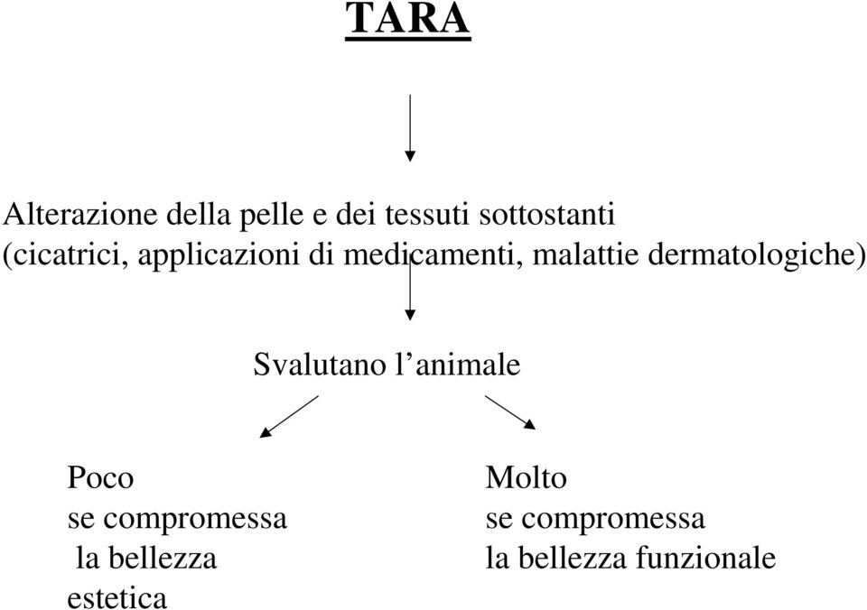 dermatologiche) Svalutano l animale Poco se compromessa