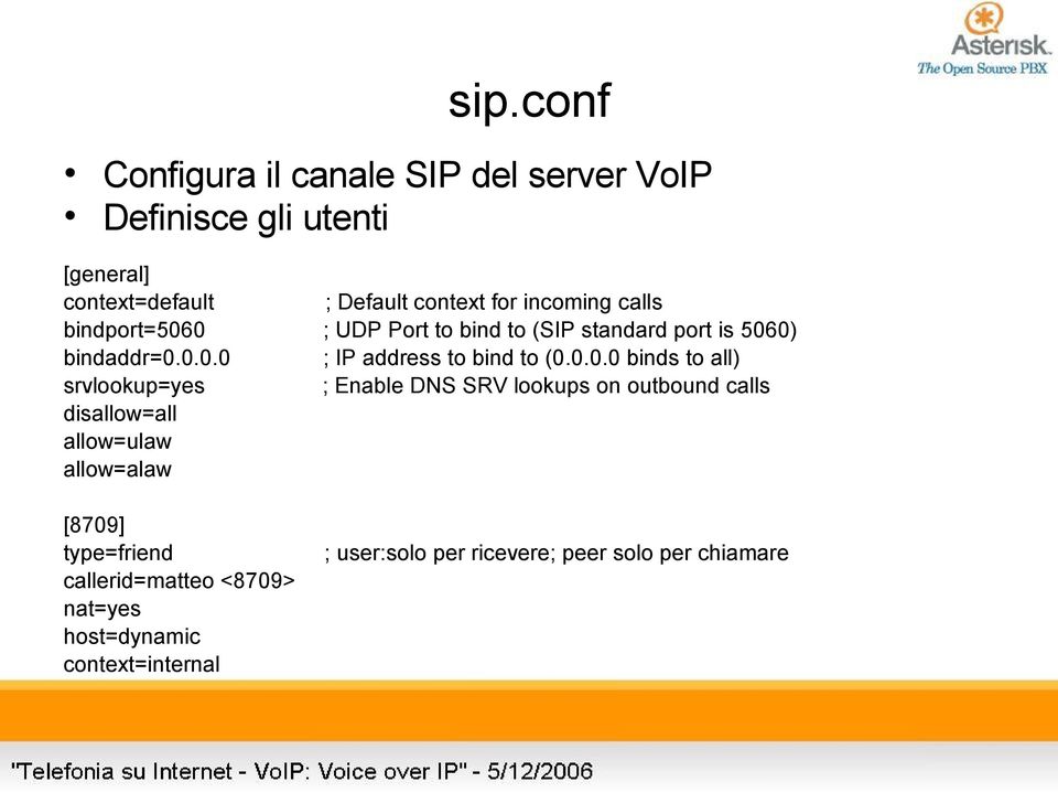 0.0.0 binds to all) srvlookup=yes ; Enable DNS SRV lookups on outbound calls disallow=all allow=ulaw allow=alaw [8709]