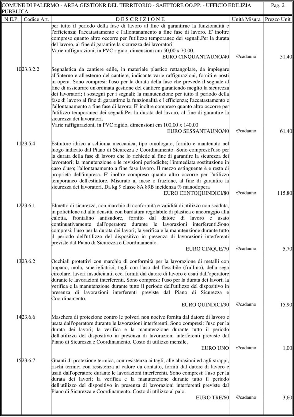 lavoro. E' inoltre compreso quanto altro occorre per l'utilizzo temporaneo dei segnali.per la durata del lavoro, al fine di garantire la sicurezza dei lavoratori.