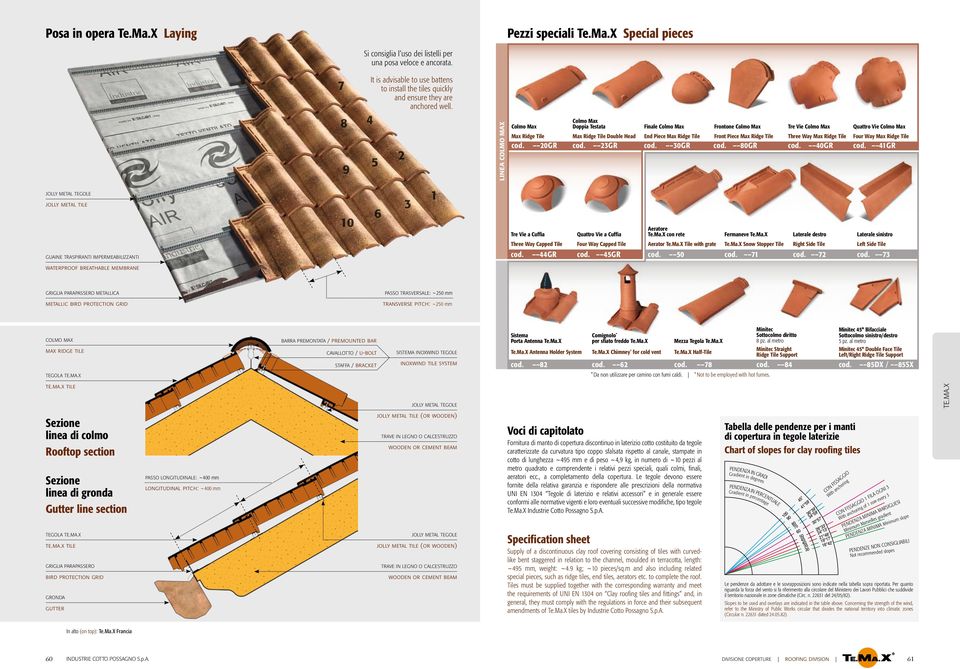 5 2 LINEA COLMO MAX Colmo Max Colmo Max Doppia Testata Finale Colmo Max Frontone Colmo Max Tre Vie Colmo Max Quattro Vie Colmo Max Max Ridge Tile Max Ridge Tile Double Head End Piece Max Ridge Tile