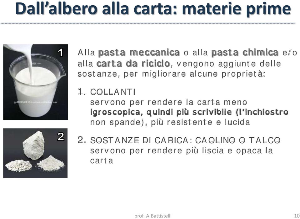 COLLANTI servono per rendere la carta meno non spande), più resistente e lucida 2.