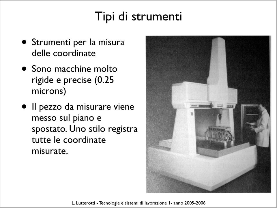 25 microns) Il pezzo da misurare viene messo sul