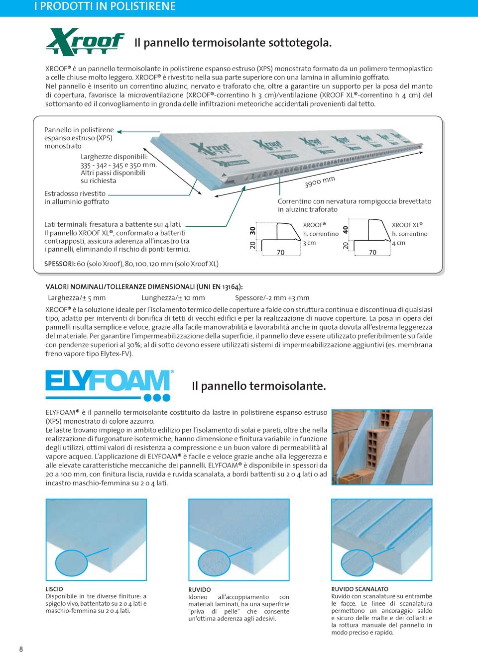 XROOF rivestito nella sua parte superiore con una lamina in alluminio goffrato.