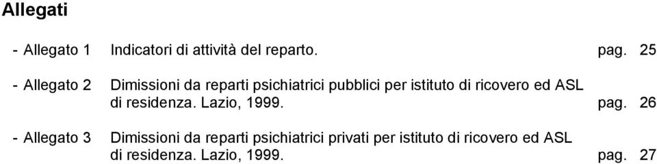 ricovero ed ASL di residenza. Lazio, 1999. pag.