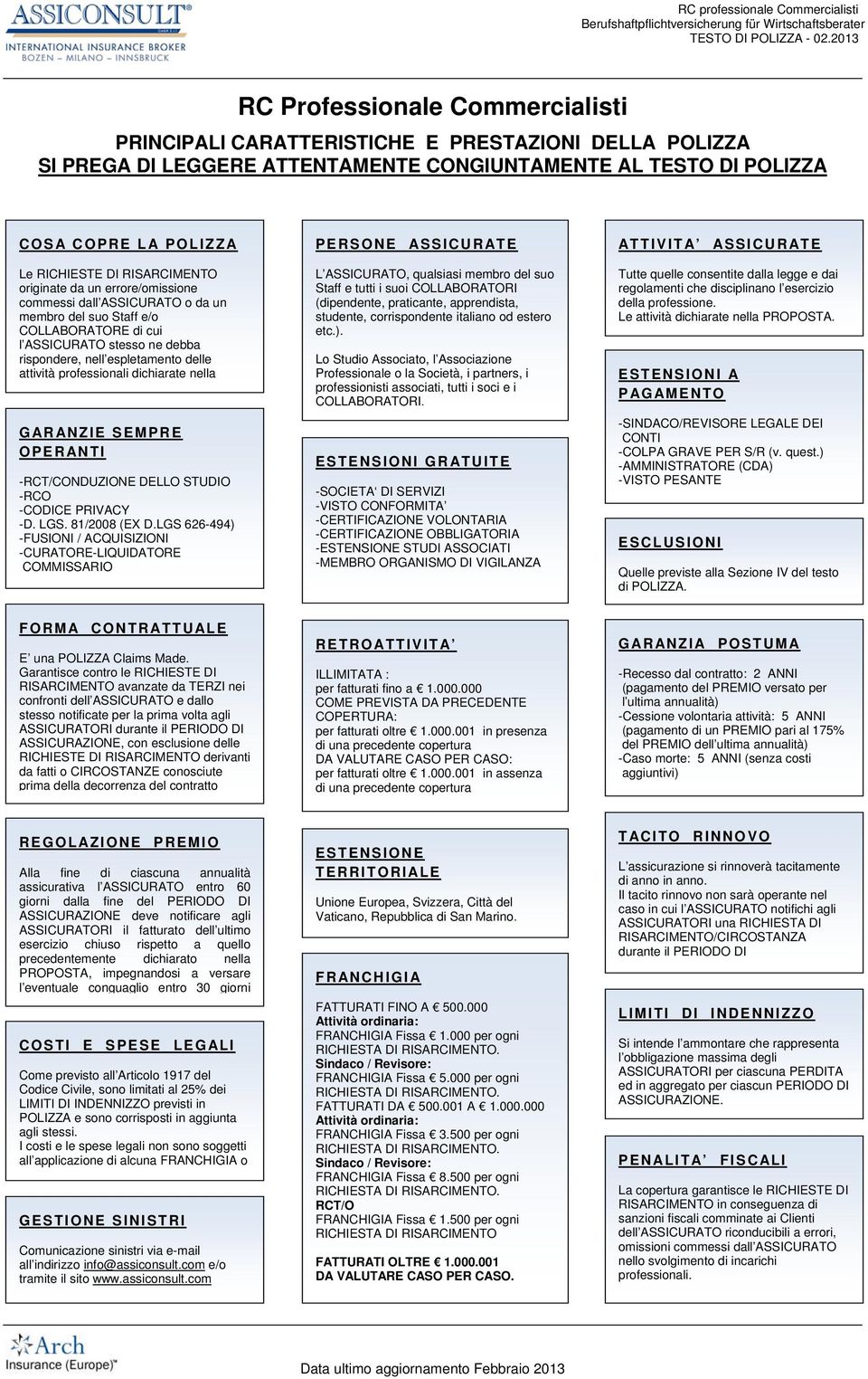 RISARCIMENTO originate da un errore/omissione commessi dall ASCURATO o da un membro del suo Staff e/o COLLABORATORE di cui l ASCURATO stesso ne debba rispondere, nell espletamento delle attività