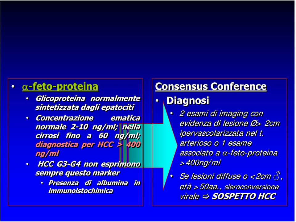 immunoistochimica Consensus Conference Diagnosi 2 esami di imaging con evidenza di lesione Ø> > 2cm ipervascolarizzata nel t.