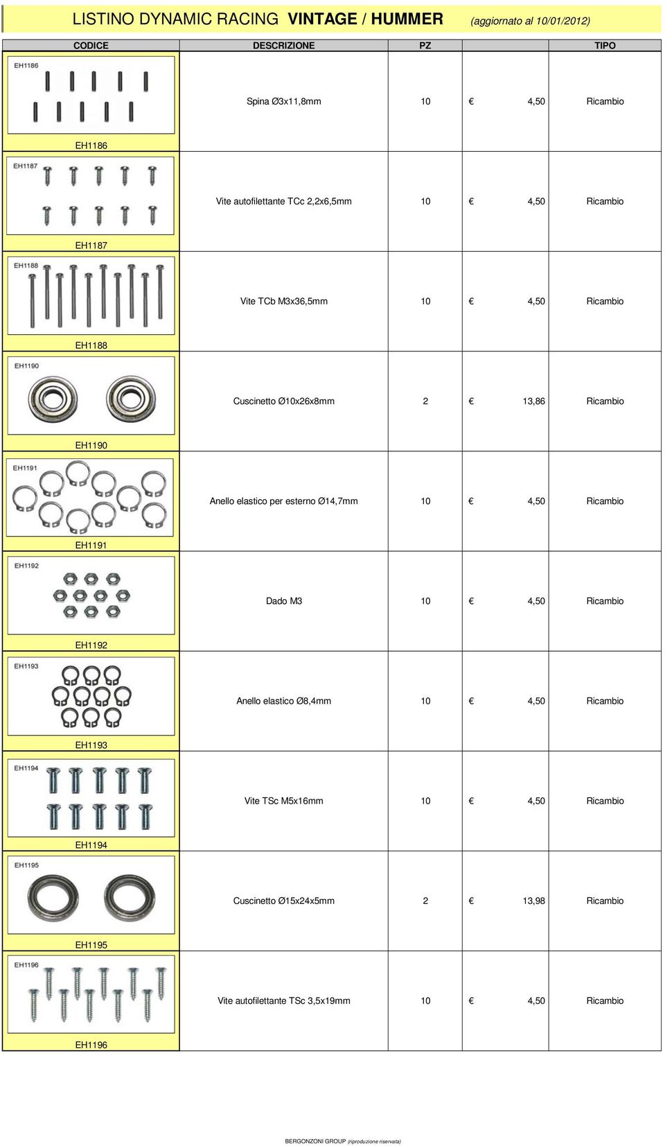 Anello elastico per esterno Ø4,7mm 0 EH9 Dado M3 0 EH9 Anello elastico Ø8,4mm 0 EH93