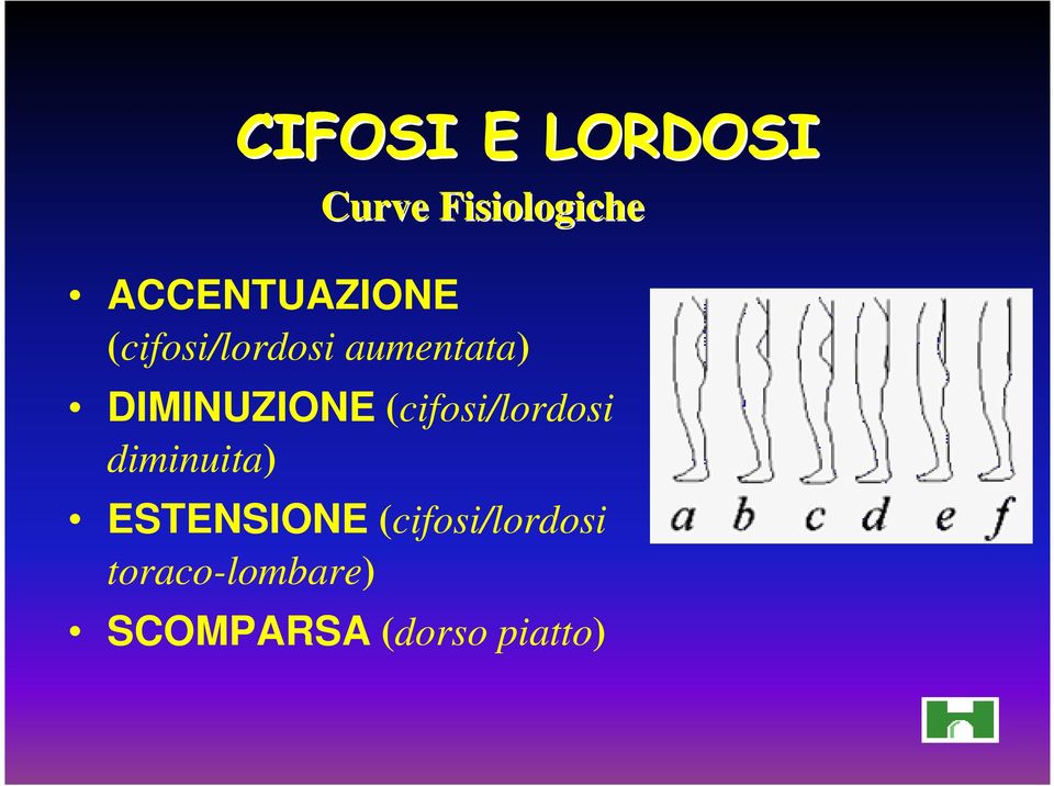 DIMINUZIONE (cifosi/lordosi diminuita)