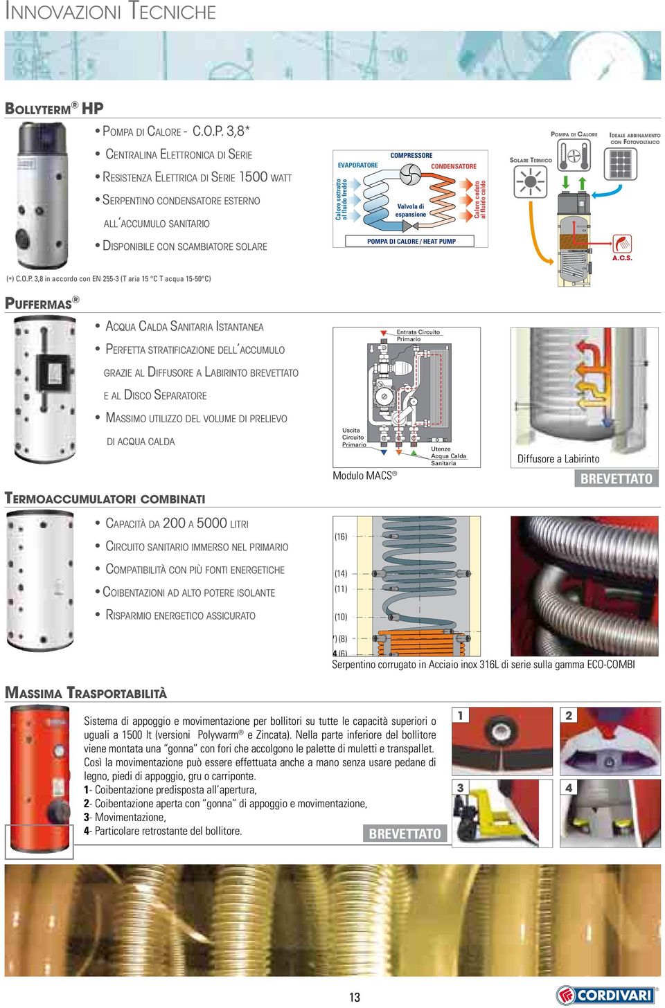 freddo COMPRESSORE Valvola di espansione CONDENSATORE Calore ceduto al fluido caldo SOLARE TERMICO POMPA DI CALORE IDEALE ABBINAMENTO CON FOTOVOLTAICO DISPONIBILE CON SCAMBIATORE SOLARE POMPA DI