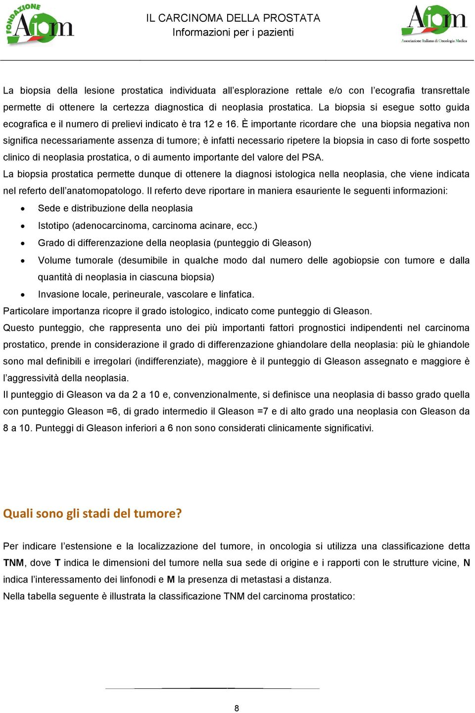 È importante ricordare che una biopsia negativa non significa necessariamente assenza di tumore; è infatti necessario ripetere la biopsia in caso di forte sospetto clinico di neoplasia prostatica, o