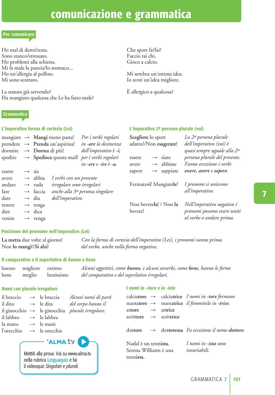 Grammatica L imperativo forma di cortesia (Lei) mangiare Mangi meno pasta! prendere Prenda un aspirina! dormire Dorma di più! spedire Spedisca questa mail!