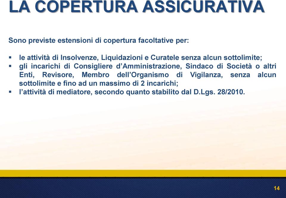 Amministrazione, Sindaco di Società o altri Enti, Revisore, Membro dell Organismo di Vigilanza, senza