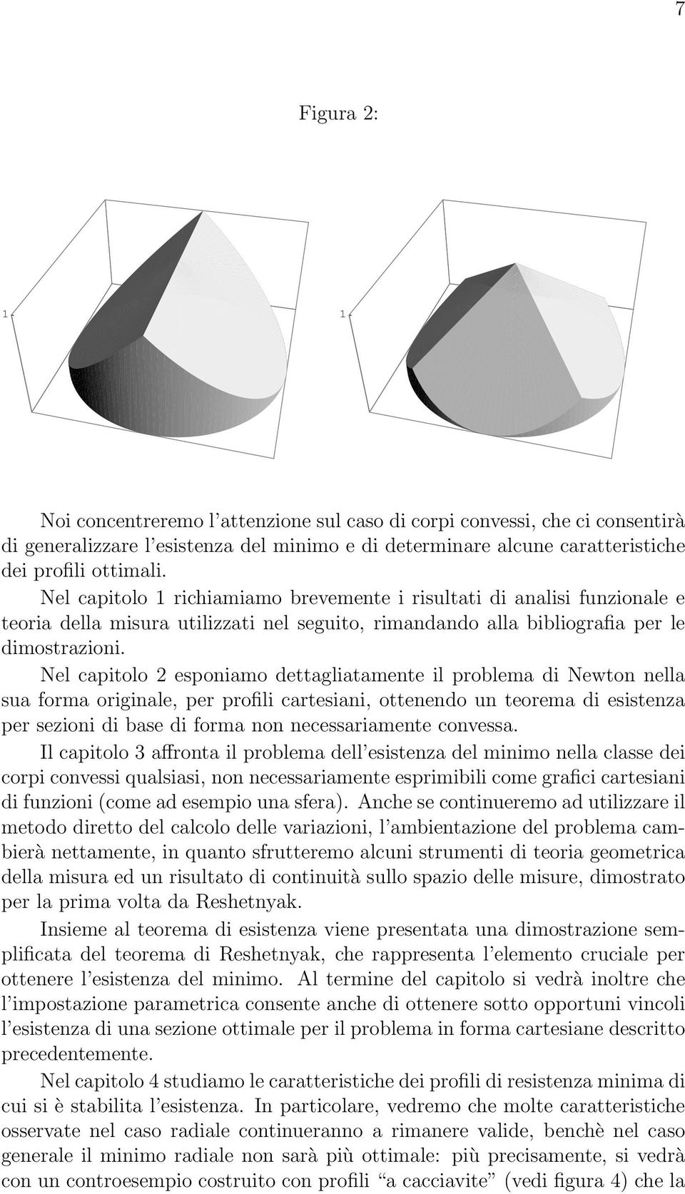 Nel capitolo 2 esponiamo dettagliatamente il problema di Newton nella sua forma originale, per profili cartesiani, ottenendo un teorema di esistenza per sezioni di base di forma non necessariamente