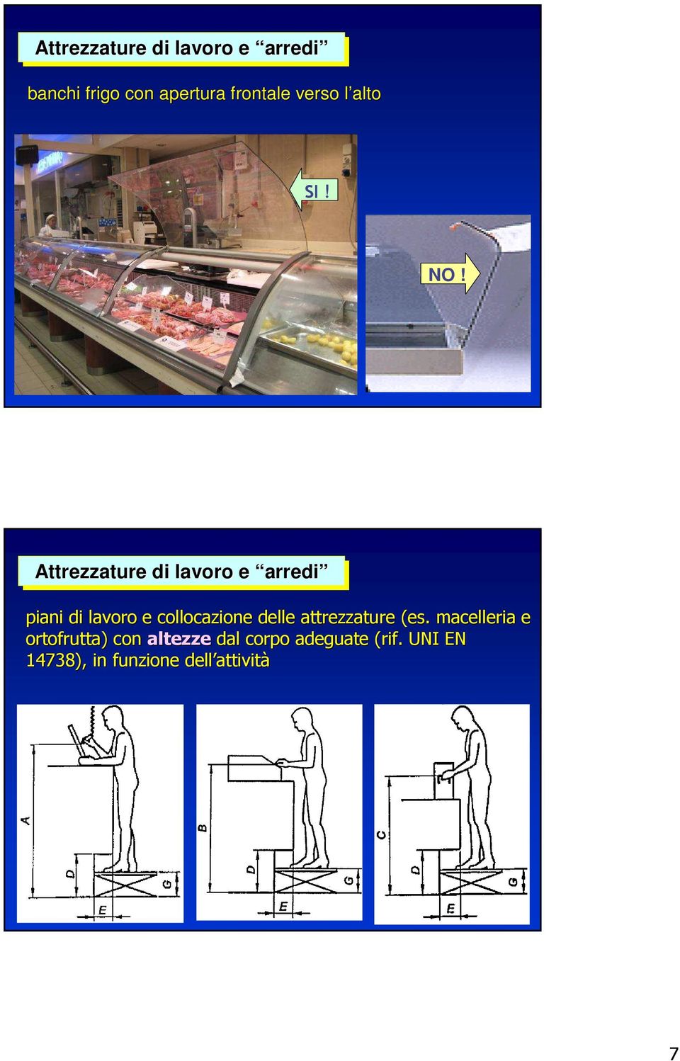 Attrezzature di di lavoro e arredi piani di lavoro e collocazione delle