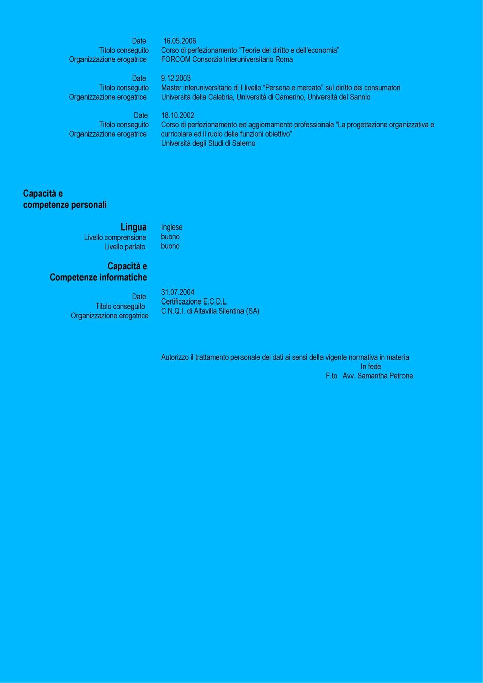 2002 Corso di perfezionamento ed aggiornamento professionale La progettazione organizzativa e curricolare ed il ruolo delle funzioni obiettivo Università degli Studi di Salerno Capacità e