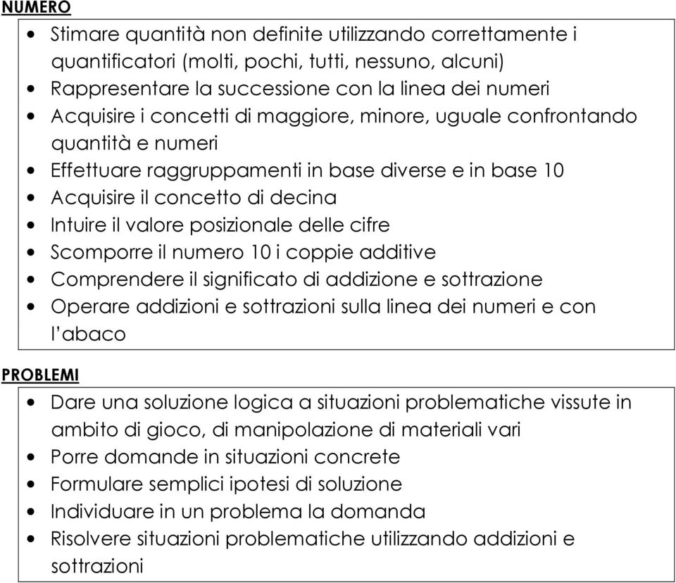 numero 10 i coppie additive Comprendere il significato di addizione e sottrazione Operare addizioni e sottrazioni sulla linea dei numeri e con l abaco PROBLEMI Dare una soluzione logica a situazioni