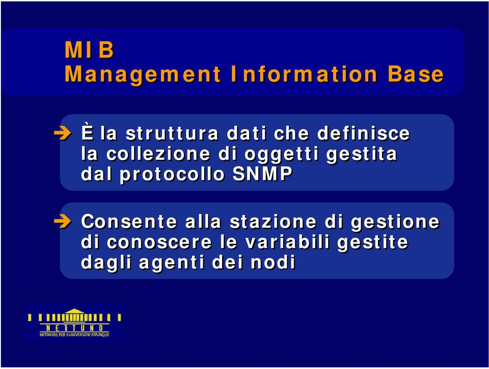 protocollo SNMP Consente alla stazione di gestione