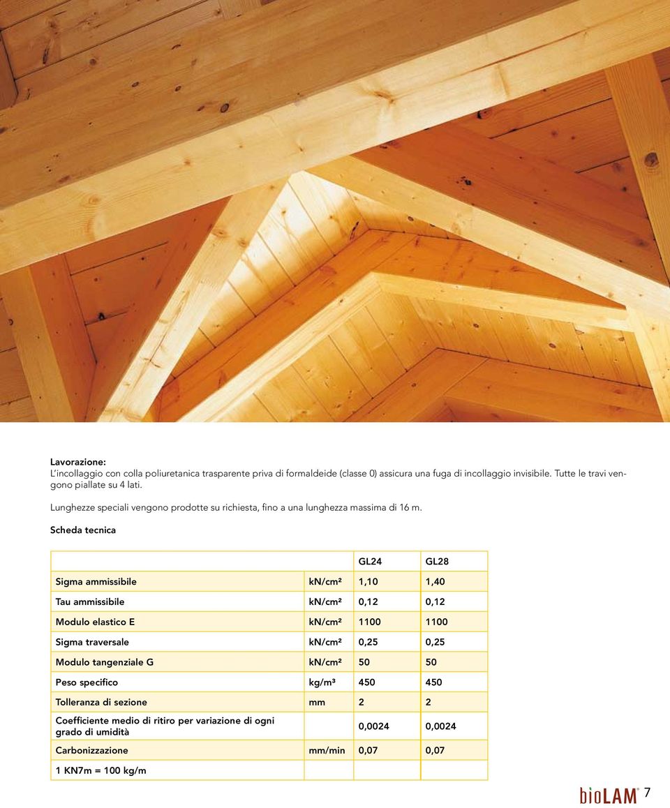 Scheda tecnica GL24 GL28 Sigma ammissibile kn/cm² 1,10 1,40 Tau ammissibile kn/cm² 0,12 0,12 Modulo elastico E kn/cm² 1100 1100 Sigma traversale kn/cm² 0,25 0,25