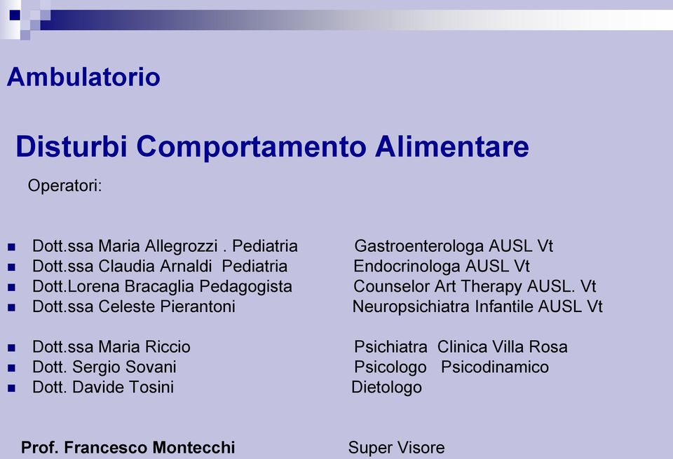 Lorena Bracaglia Pedagogista Counselor Art Therapy AUSL. Vt Dott.